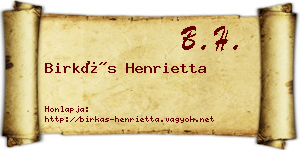 Birkás Henrietta névjegykártya