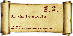 Birkás Henrietta névjegykártya